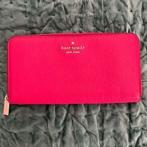 Large pink zip Kate spade wallet